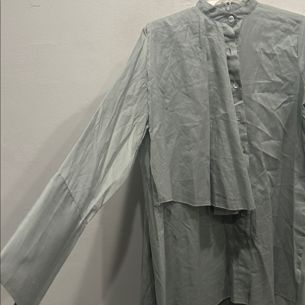matthildur green long sleeve tunic button up shirt avant garde lagenlook NWT - Picture 2 of 10